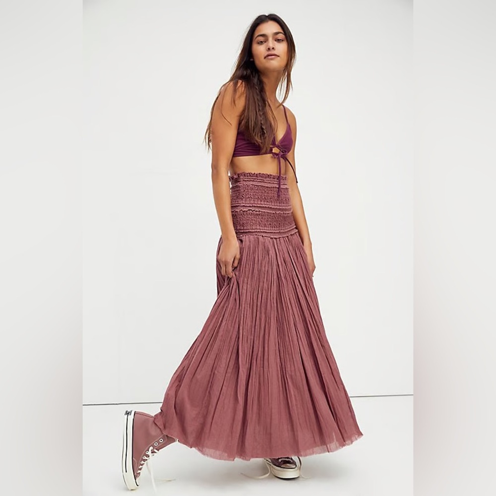 Free People Mauve Pink Ravenna Convertible Maxi Skirt Mini Dress XS